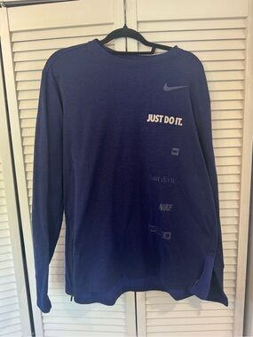 Nike Men's running Long-Sleeve Crewneck Shirt - Navy - XL